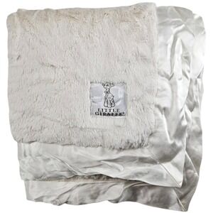 Little Giraffe White Luxe Baby Blanket So Soft Satin Trim Lovey Unisex NWOT